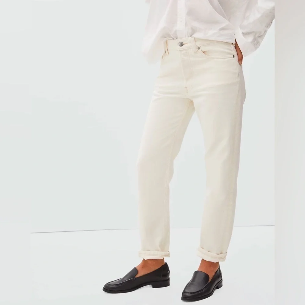Everlane The Rigid Slouch Jean, Ecru, Size 32